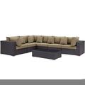 Modway Furniture Convene Outdoor Patio Sectional Set, Espresso Mocha, 7Pk EEI-2168-EXP-MOC-SET